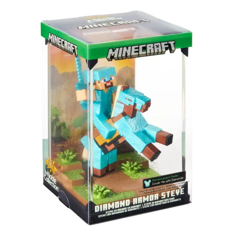 Noble Collection - MINECRAFT - Steve "Diamond Armor" & Horse - Figure Diorama 18cm