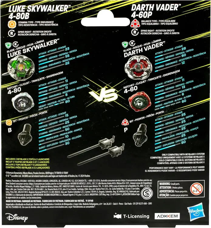 BEYBLADE X - Zestaw podwójny Star Wars Luke 4-80B i Darth Vader 4-60P