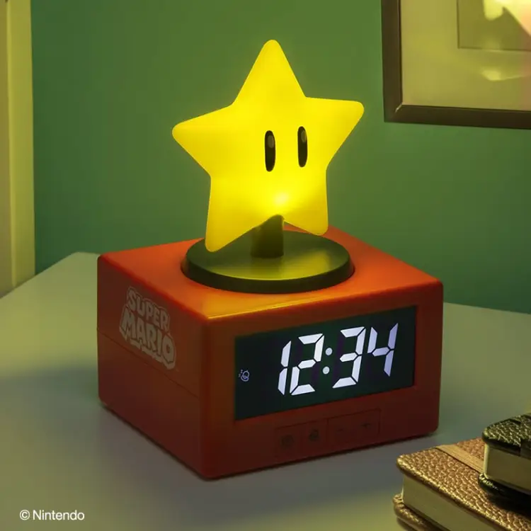 SUPER MARIO - Super Star - Icon Lamp Budzik 4,7 cala