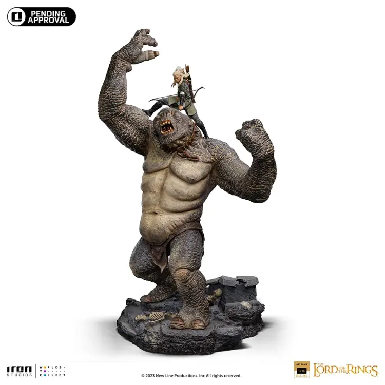 WŁADCA PIERŚCIENI - Jaskiniowy troll i Legolas - Figurka w skali 1/10 71,9 cm