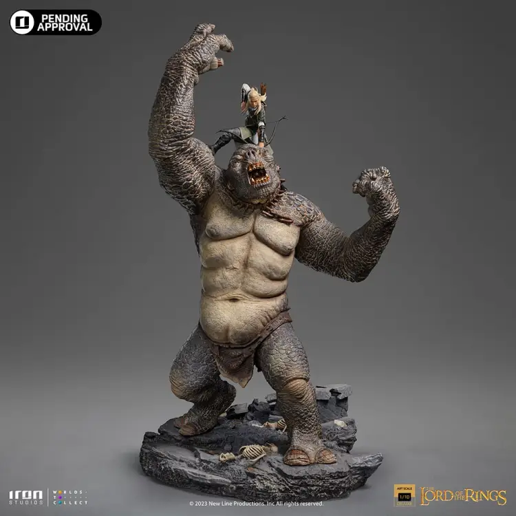 WŁADCA PIERŚCIENI - Jaskiniowy troll i Legolas - Figurka w skali 1/10 71,9 cm