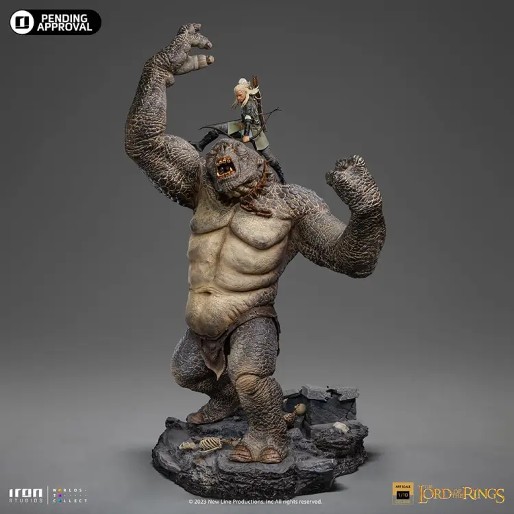WŁADCA PIERŚCIENI - Jaskiniowy troll i Legolas - Figurka w skali 1/10 71,9 cm
