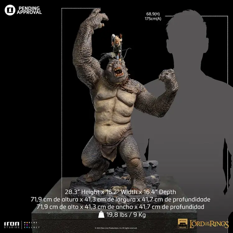 WŁADCA PIERŚCIENI - Jaskiniowy troll i Legolas - Figurka w skali 1/10 71,9 cm