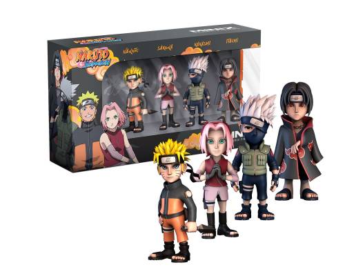 NARUTO SHIPPUDEN - Naruto, Kakashi, Itachi, ... - Zestaw 4 figurek. Minix 7cm