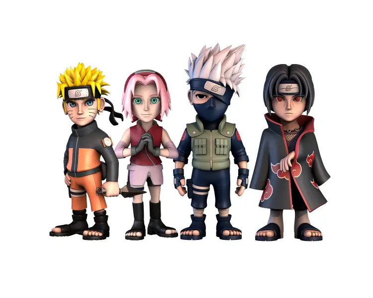 NARUTO SHIPPUDEN - Naruto, Kakashi, Itachi, ... - Zestaw 4 figurek. Minix 7cm
