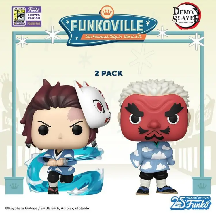 Funko POP! Demon Slayer: Kimetsu no Yaiba - Tanjiro Kamado & Sakonji Urokodaki 2-Pack (SDCC 2023 Exclusive)