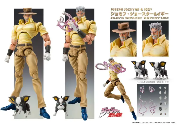 JOJO PART 3 - Joseph Joestar & Iggy - Figurka. Super Action Chozokado 15 cm