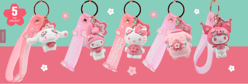 HELLO KITTY - Seria Sakura - Zestaw 12 breloków do kluczy 15,5 cm