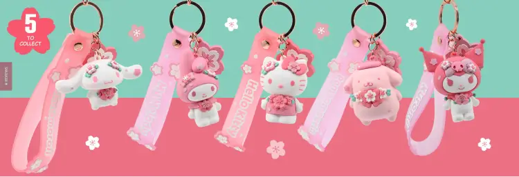 HELLO KITTY - Seria Sakura - Zestaw 12 breloków do kluczy 15,5 cm