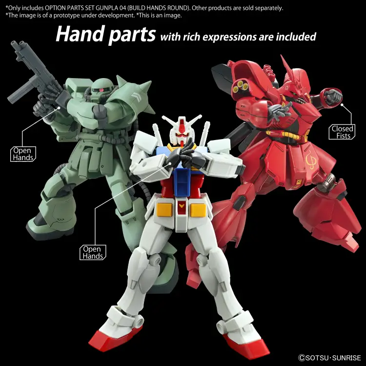 GUNDAM - Zestaw części opcjonalnych Gunpla 4 (Zbuduj okrągłe ręce) - Zestaw modelarski