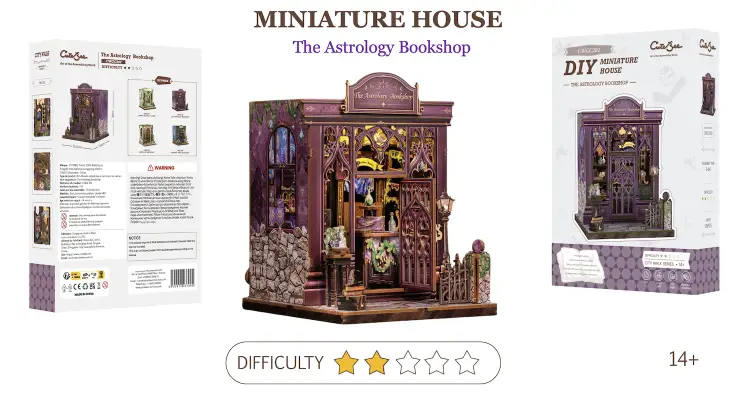 MINIATUROWY DOMEK - DIY - księgarnia astrologiczna - 155szt + oświetlenie LED