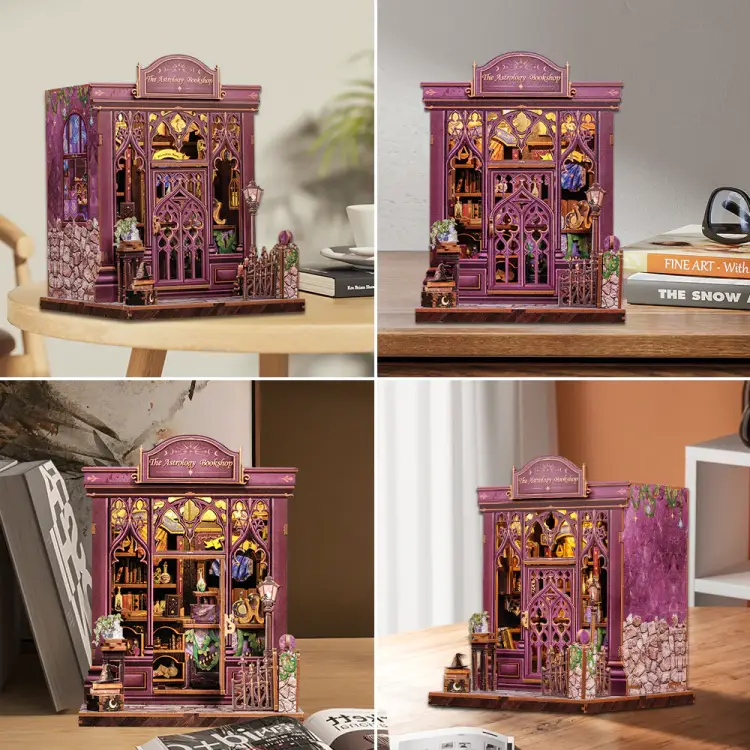 MINIATUROWY DOMEK - DIY - księgarnia astrologiczna - 155szt + oświetlenie LED