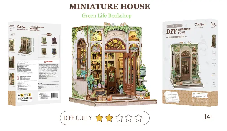 MINIATUROWY DOMEK - DIY - Księgarnia Green Life - 196szt + Oświetlenie LED