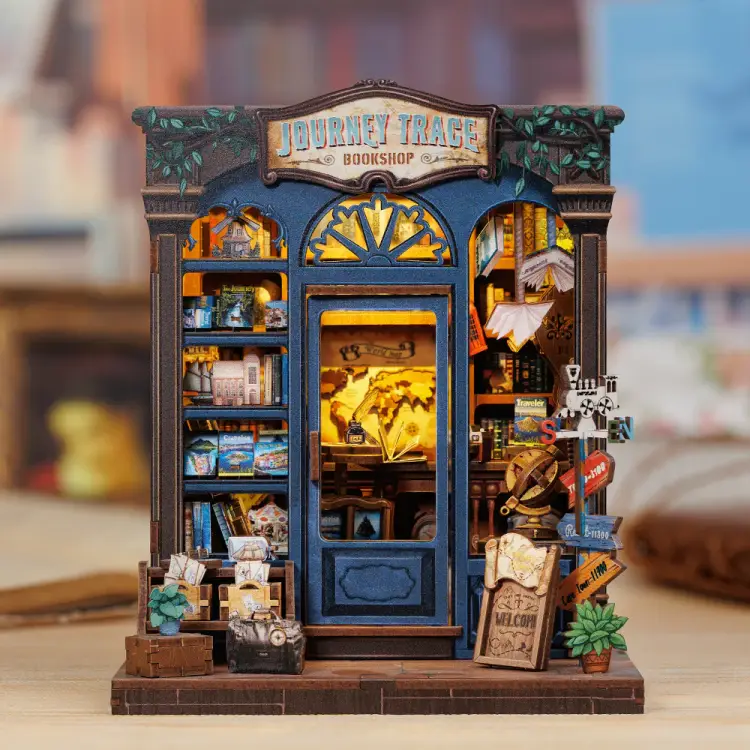 MINIATUROWY DOMEK - DIY - Księgarnia Śladami Podróży - 241szt + Oświetlenie LED