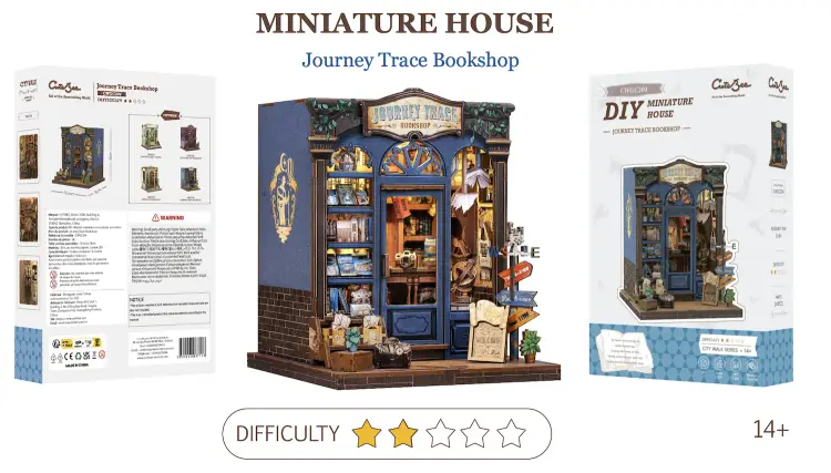 MINIATUROWY DOMEK - DIY - Księgarnia Śladami Podróży - 241szt + Oświetlenie LED