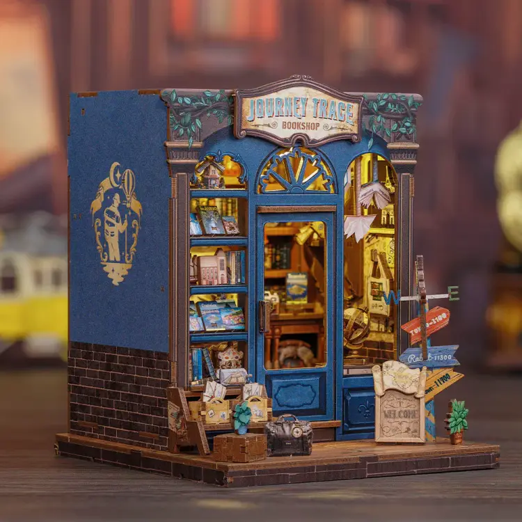 MINIATUROWY DOMEK - DIY - Księgarnia Śladami Podróży - 241szt + Oświetlenie LED