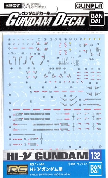 GUNDAM - Kalkomania Gundam 132 RG 1/144 Hi-vGUNDAM - Zestaw modelarski