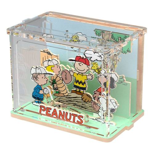 PEANUTS - Mini Scena Baseballowa - Zestaw modeli drewnianych