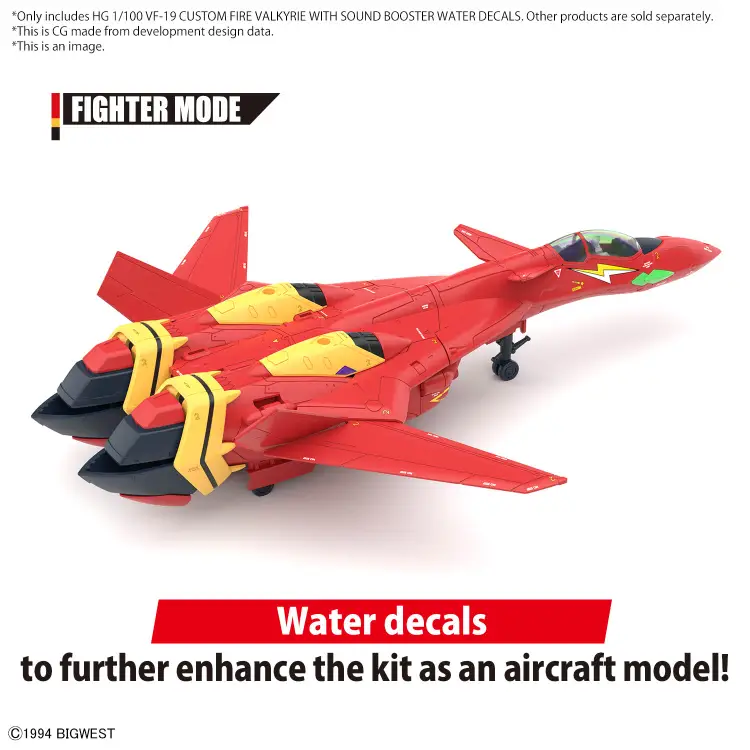 MACROSS - Kalkomanie wodne HG 1/100 VF-19 Custom Fire Valkyrie - Zestaw modelarski