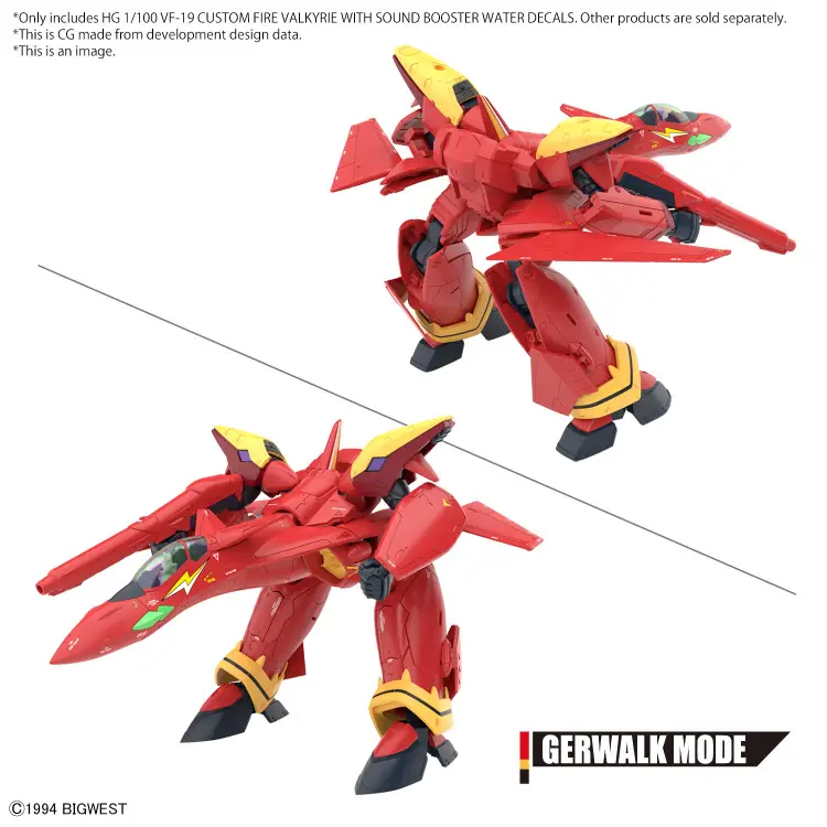 MACROSS - Kalkomanie wodne HG 1/100 VF-19 Custom Fire Valkyrie - Zestaw modelarski