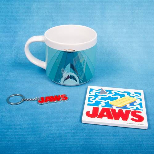 JAWS - Pudełko upominkowe - Kubek 250 ml + Podstawka + Brelok do kluczy
