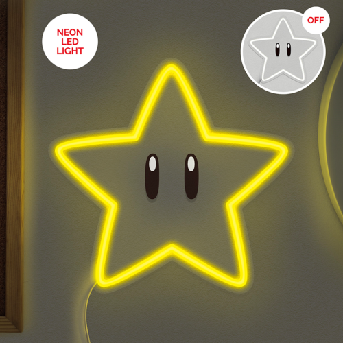 SUPER MARIO - Star - neon LED do montażu na ścianie