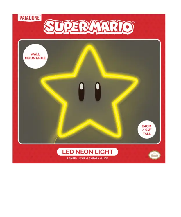 SUPER MARIO - Star - neon LED do montażu na ścianie