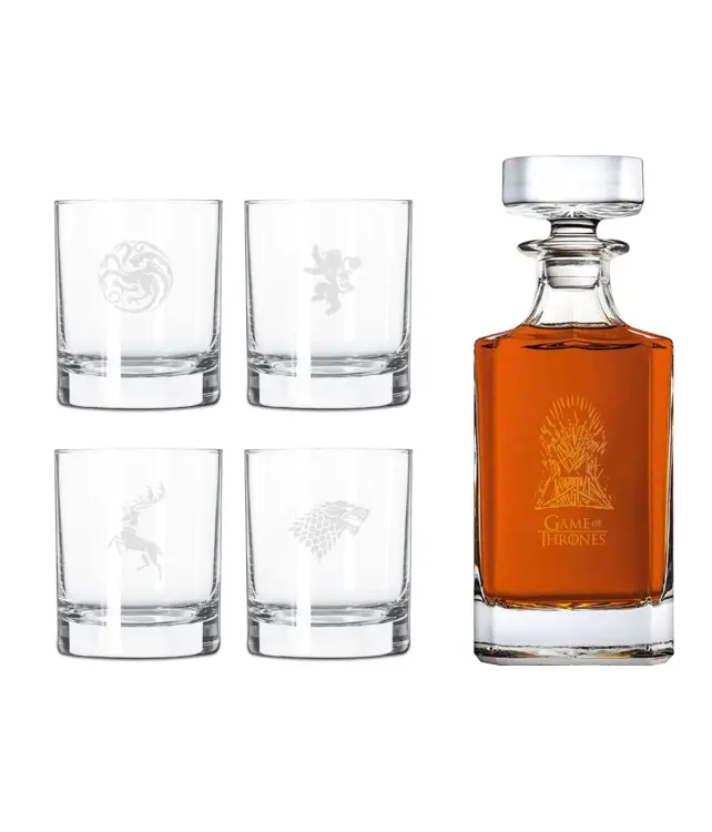 GAME OF THRONES - Zestaw z 4 grawerowanymi szklankami do whisky