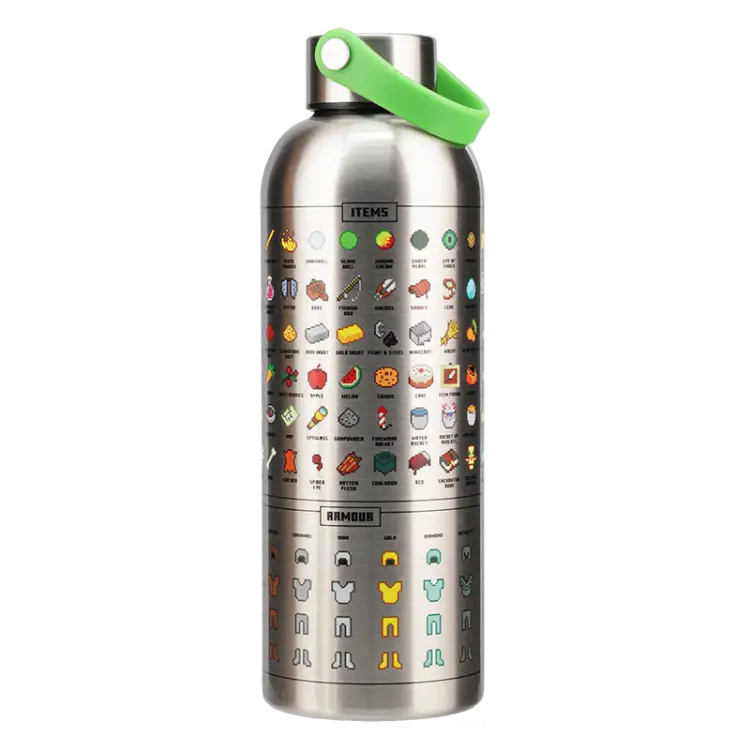 MINECRAFT - Symbols - Metalowa butelka na wodę z pętlą do przenoszenia - 500 ml