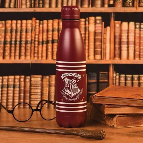 HARRY POTTER - Metalowa butelka - herb i paski - 500 ml