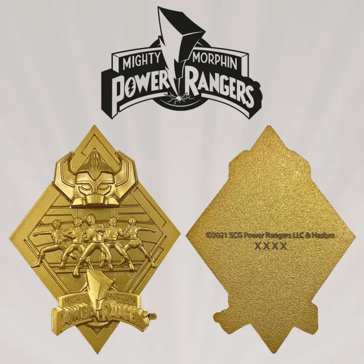 POWER RANGERS - pozłacany medalion kolekcjonerski "9x12.5x2.5cm