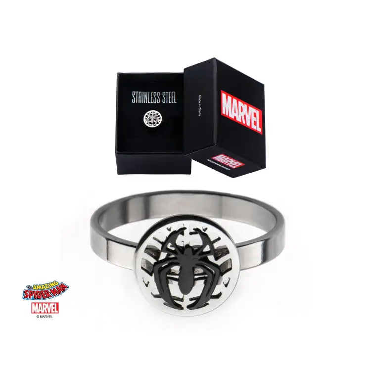 MARVEL - Damski posrebrzany mosiężny pierścionek Spider-Man - Rozmiar 6