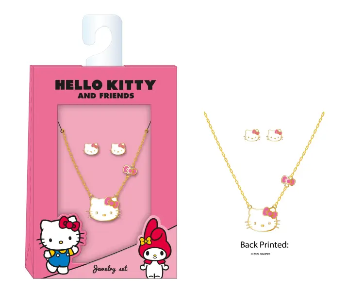 HELLO KITTY - Zestaw naszyjnik + 1 para kolczyków - 3 szt.