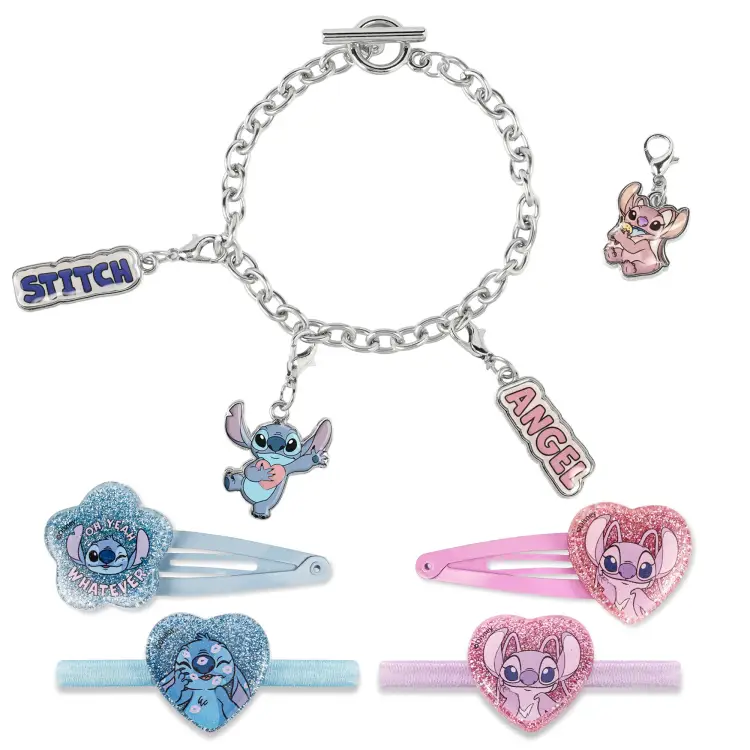 STITCH - Zestaw bransoletka z zawieszkami + akcesoria do włosów