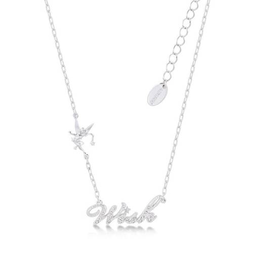 DISNEY TINKER BELL - kryształowy naszyjnik życzeń pozłacany białym złotem