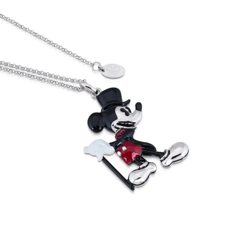 DISNEY MICKEY MOUSE - Naszyjnik Showman pozłacany białym złotem