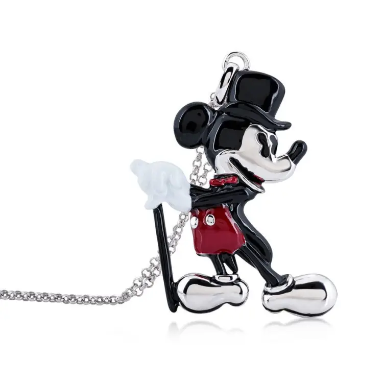 DISNEY MICKEY MOUSE - Naszyjnik Showman pozłacany białym złotem
