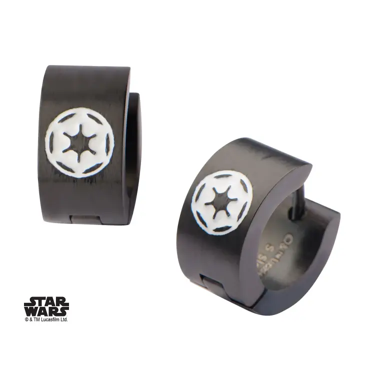 STAR WARS - Czarne kolczyki z logo Imperium ze stali nierdzewnej