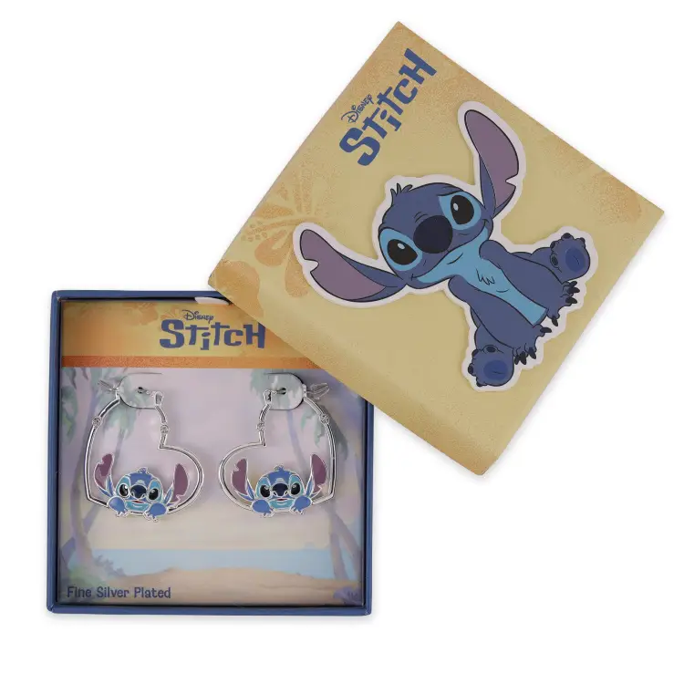STITCH - 1 para srebrzystych kolczyków Haert Huggie