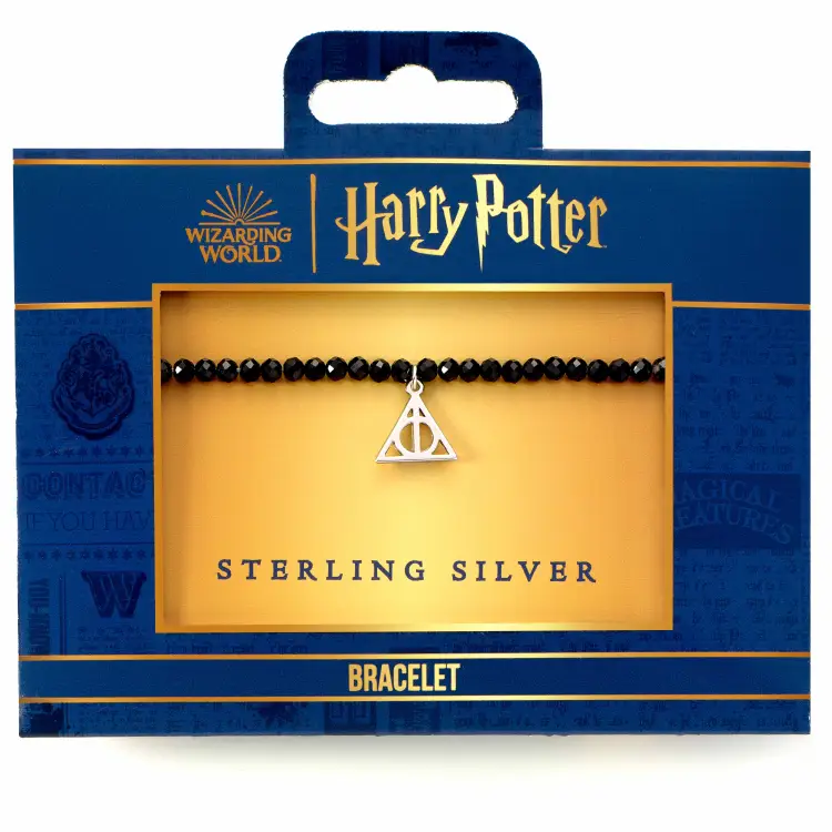 HARRY POTTER - Insygnia Śmierci - Srebrna bransoletka z zawieszką i perłami