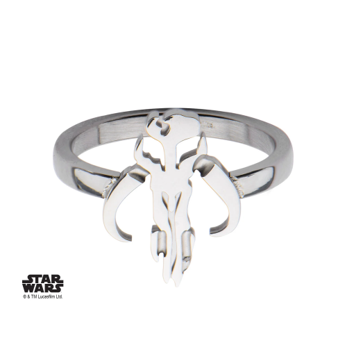 STAR WARS - damski pierścionek Mandalorian Sym Cut ze stali szlachetnej - rozmiar 7