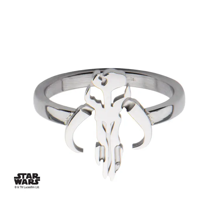 STAR WARS - damski pierścionek Mandalorian Sym Cut ze stali szlachetnej - rozmiar 7