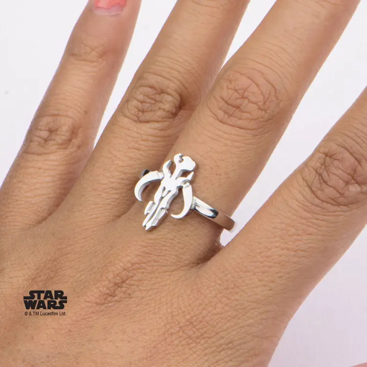 STAR WARS - damski pierścionek Mandalorian Sym Cut ze stali szlachetnej - rozmiar 7