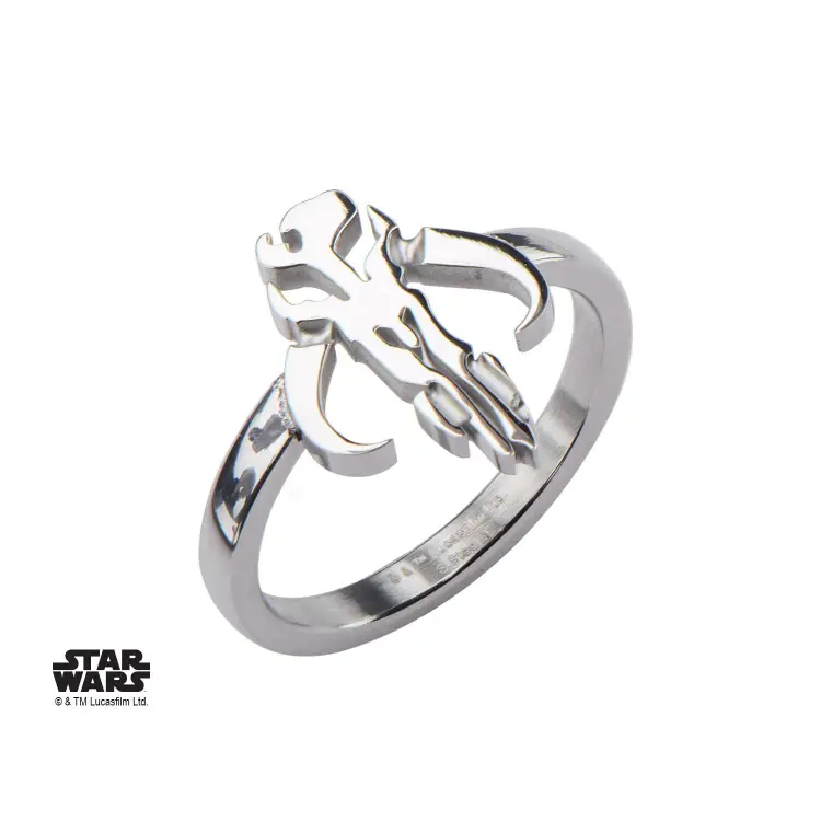 STAR WARS - damski pierścionek Mandalorian Sym Cut ze stali szlachetnej - rozmiar 7