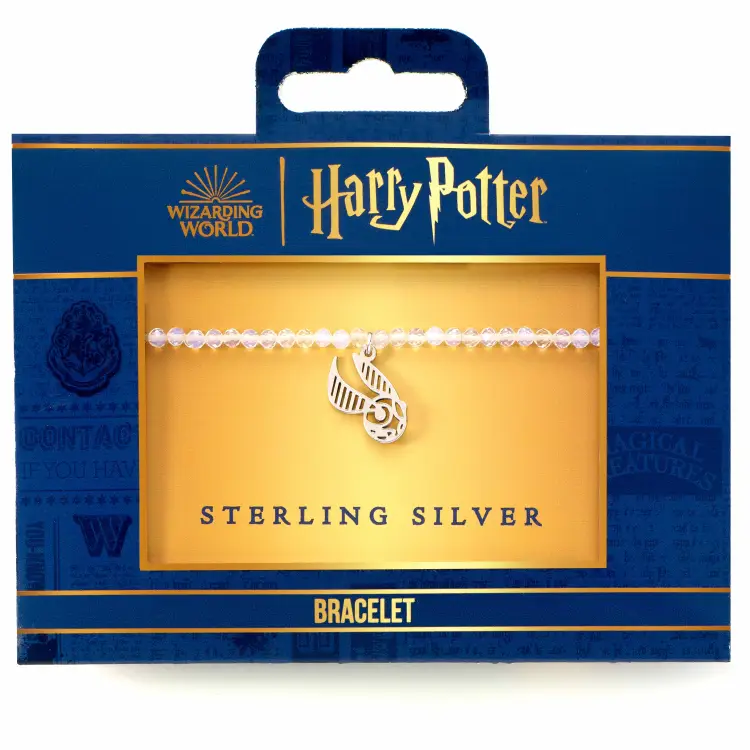 HARRY POTTER - Złoty Czarodziej - Srebrna bransoletka z zawieszką i perłami
