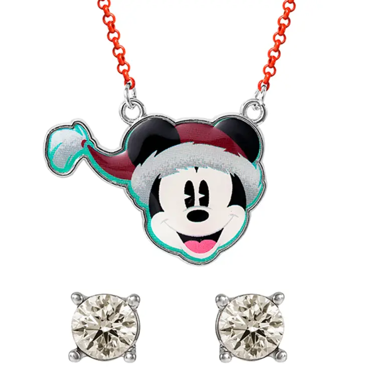 MICKEY - zestaw świąteczny - naszyjnik + para kolczyków sztyftów