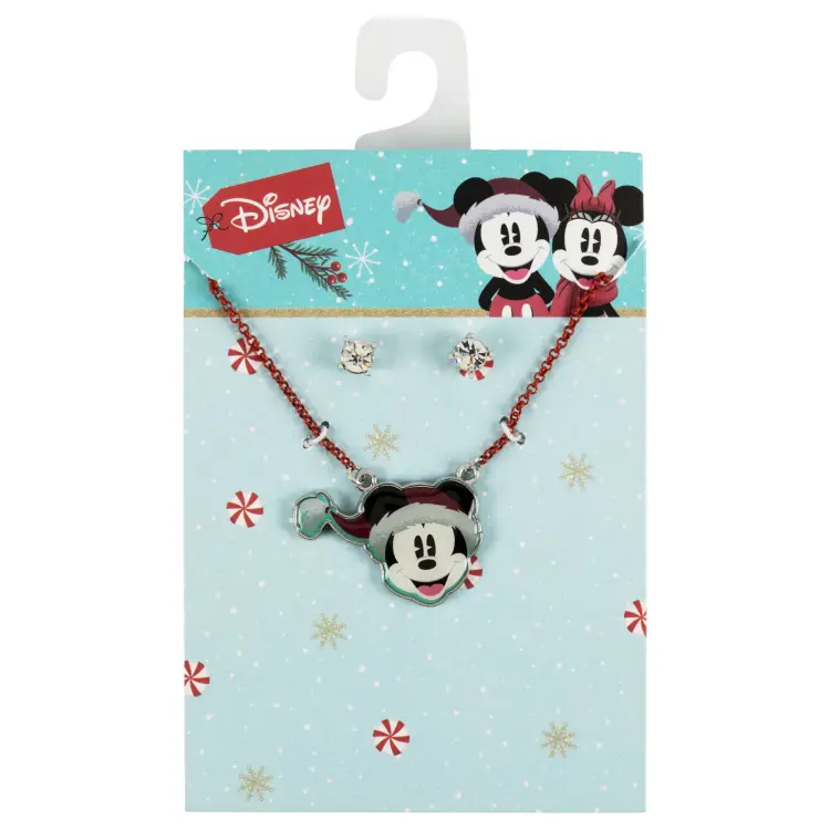 MICKEY - zestaw świąteczny - naszyjnik + para kolczyków sztyftów