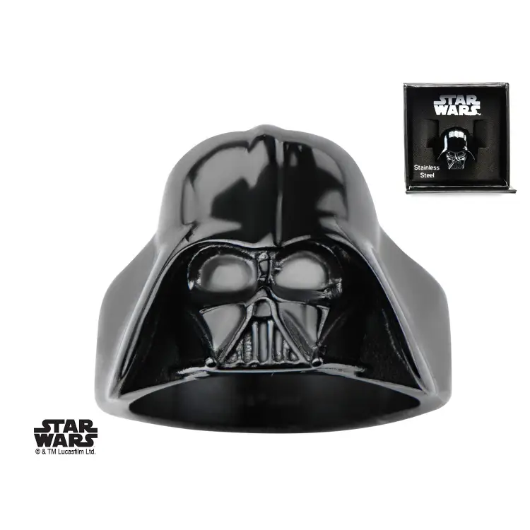 STAR WARS - Męski pierścionek 3D Darth Vader ze stali szlachetnej - Rozmiar 12