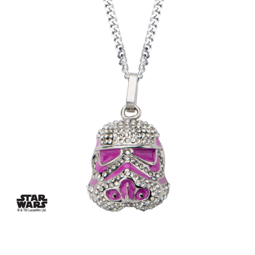 STAR WARS - Stormtrooper z przezroczystym klejnotem i różową emaliowaną zawieszką