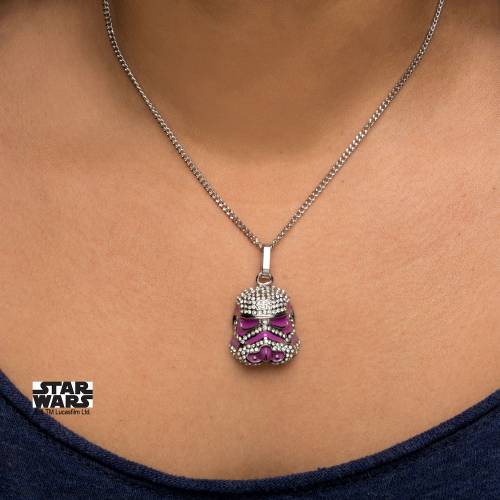 STAR WARS - Stormtrooper z przezroczystym klejnotem i różową emaliowaną zawieszką